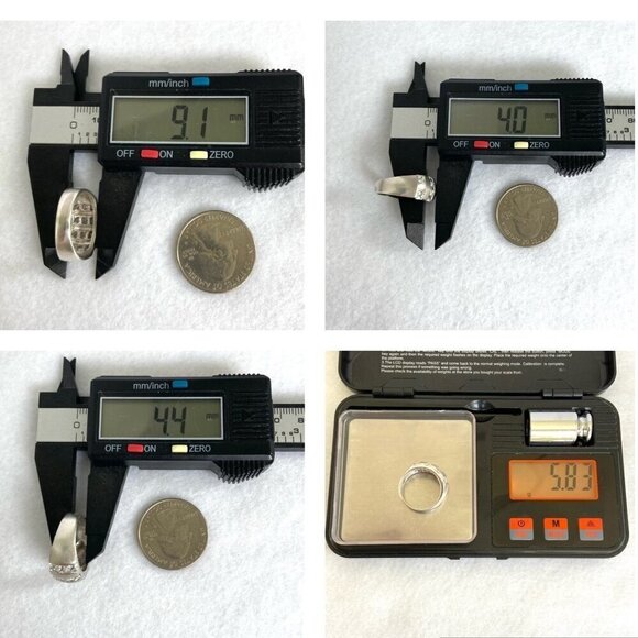 Brushed Sterling Silver 925 Channel Set Cubic Zirconia 4 Row Wide Band Ring Sz 7 - Picture 10 of 16